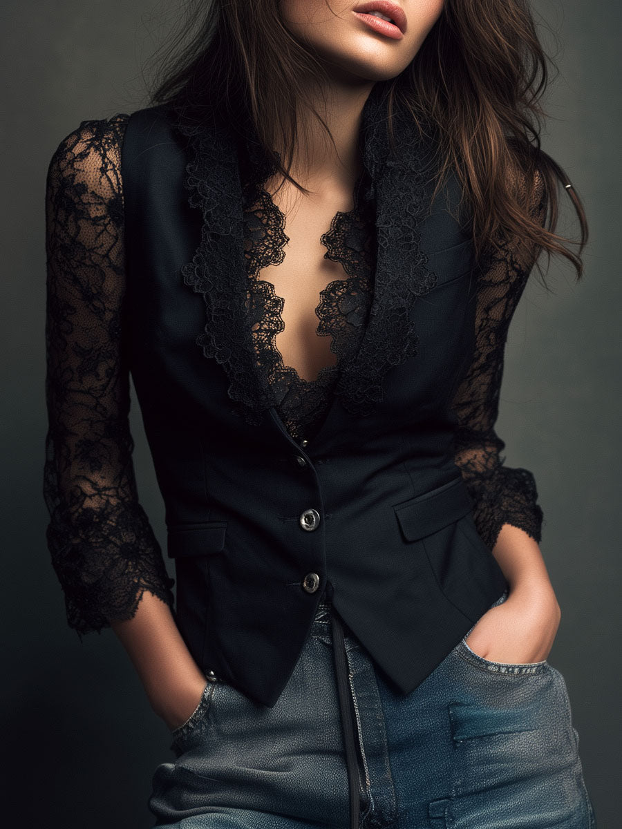Sophie | Elegant Blazer with Semi-Transparent Sleeves