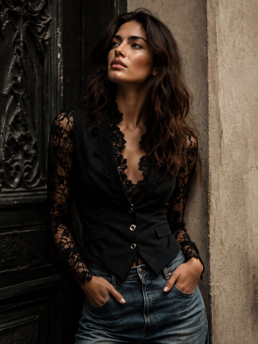 Sophie | Elegant Blazer with Semi-Transparent Sleeves
