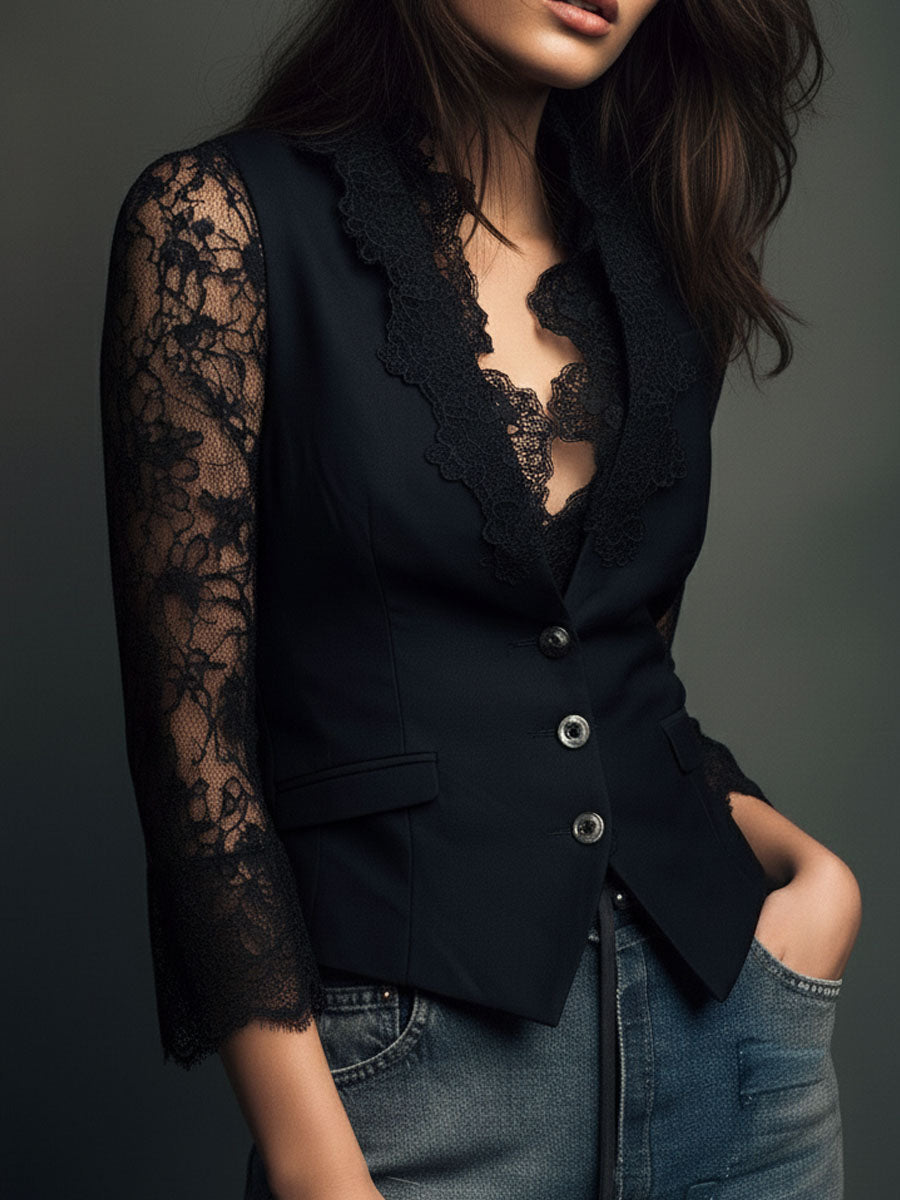 Sophie | Elegant Blazer with Semi-Transparent Sleeves
