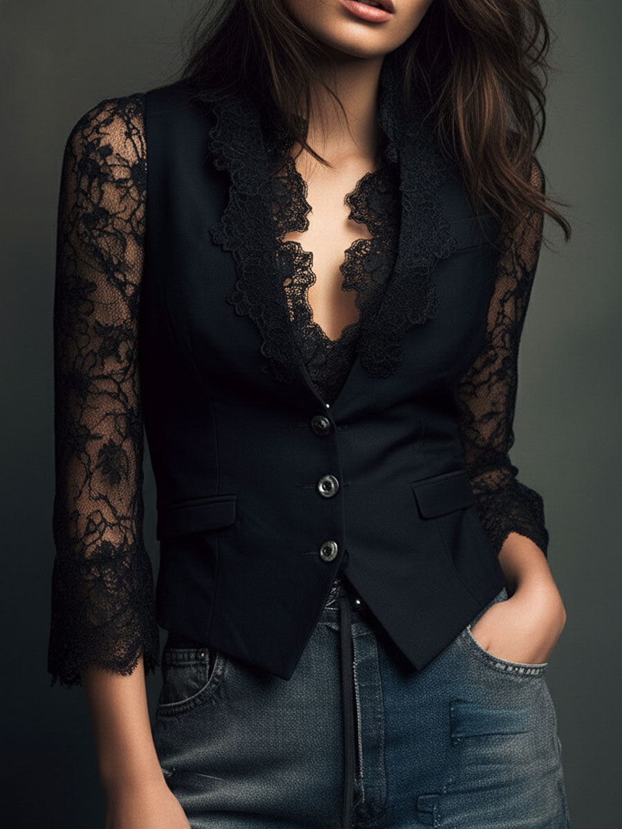 Sophie | Elegant Blazer with Semi-Transparent Sleeves