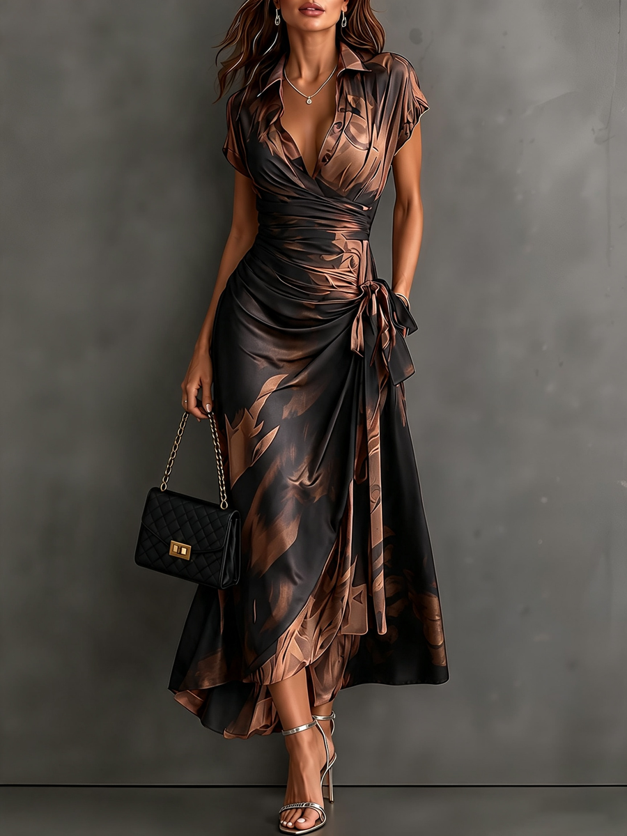 Abstract | Print Wrap Midi Dress