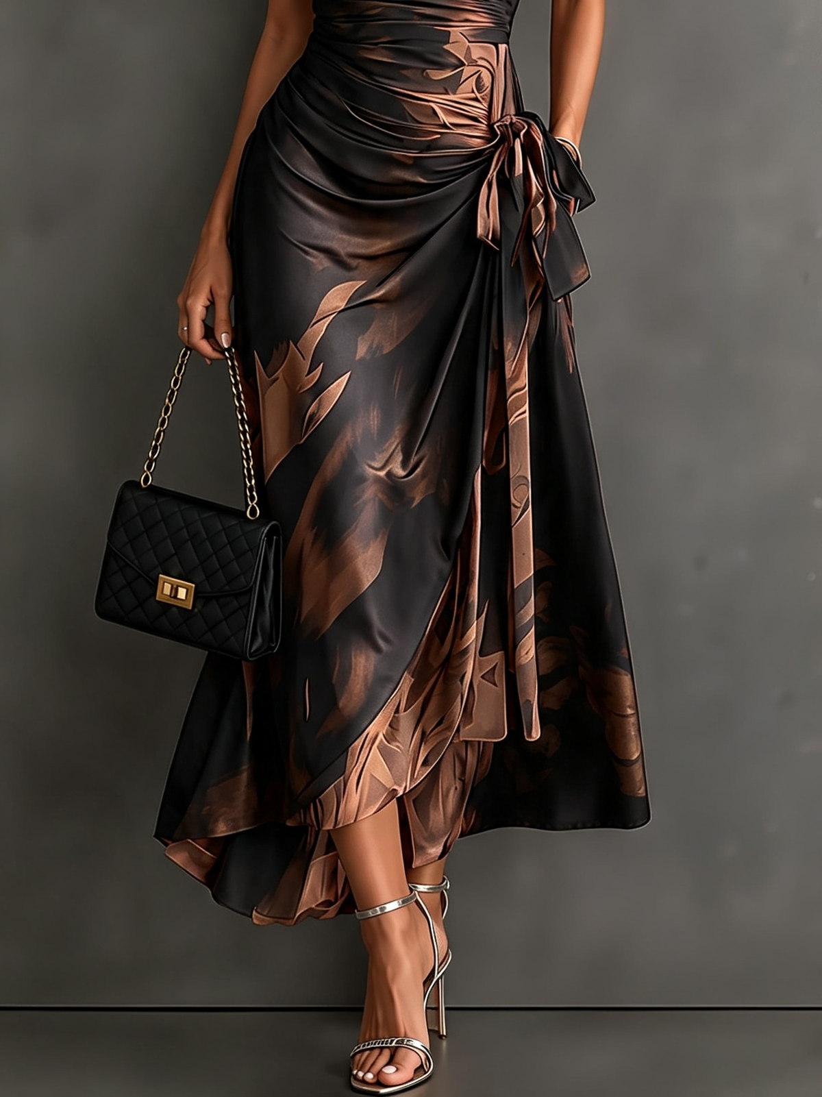 Abstract | Print Wrap Midi Dress