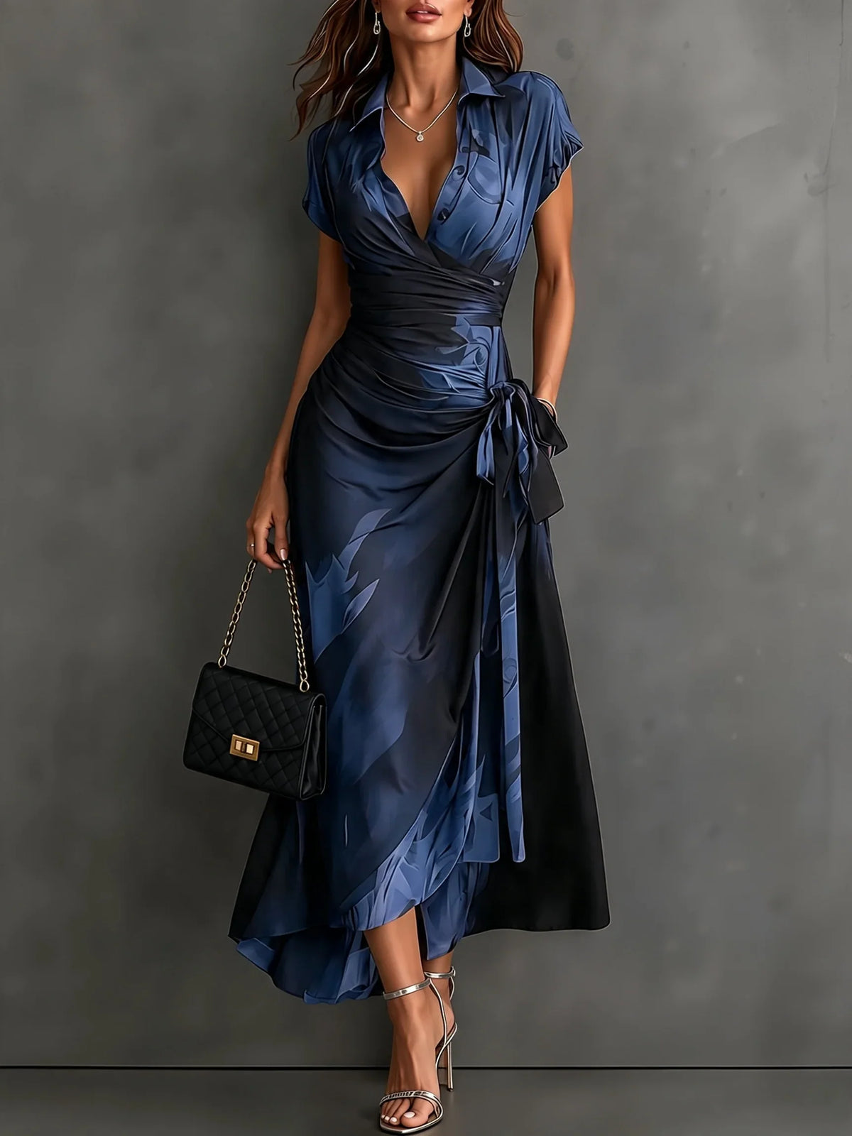 Abstract | Print Wrap Midi Dress
