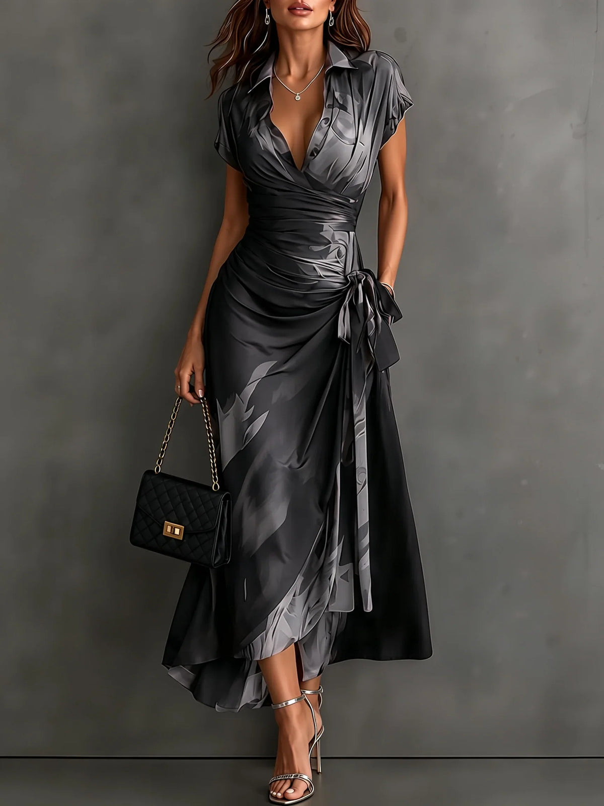 Abstract | Print Wrap Midi Dress