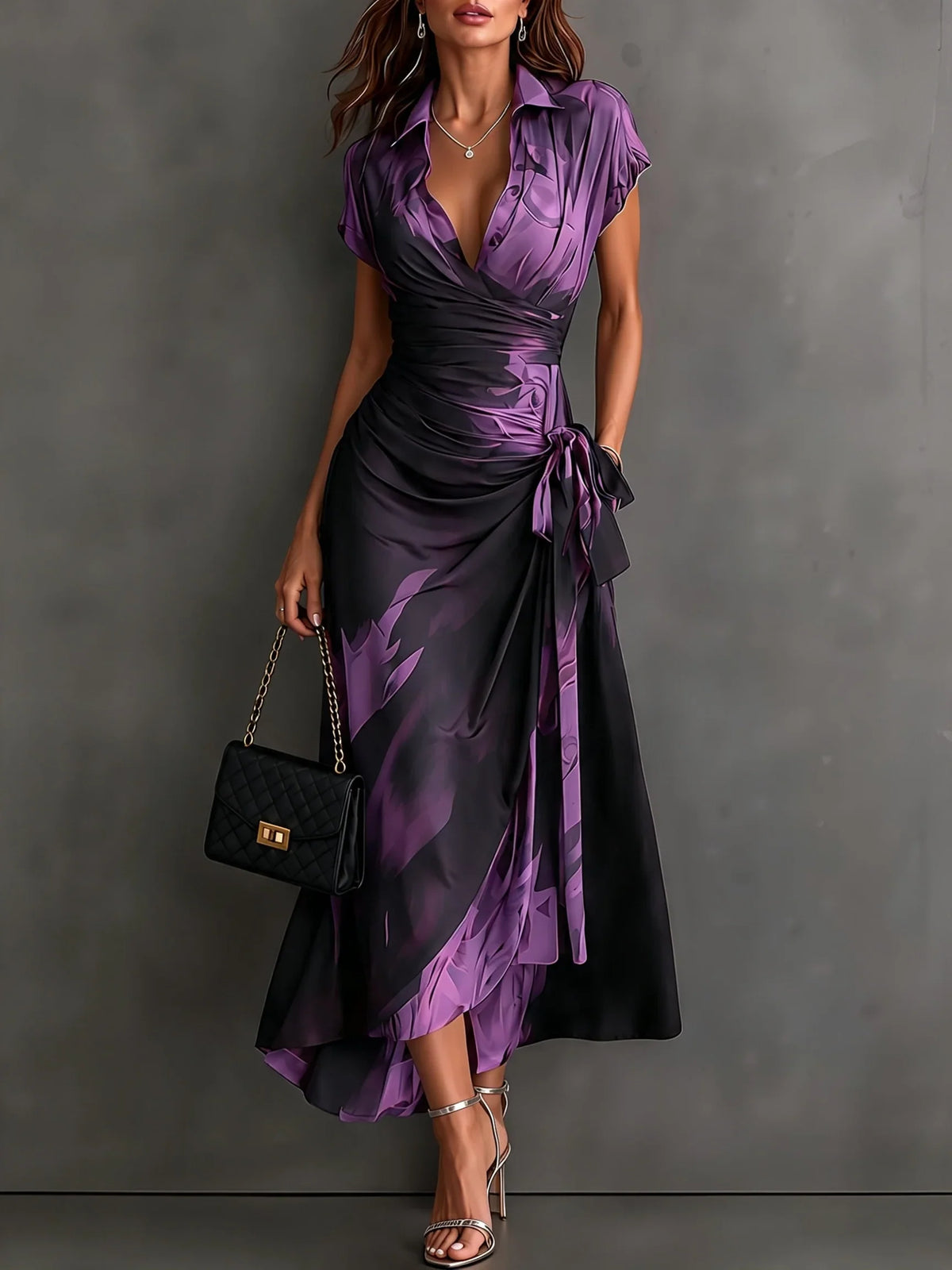 Abstract | Print Wrap Midi Dress