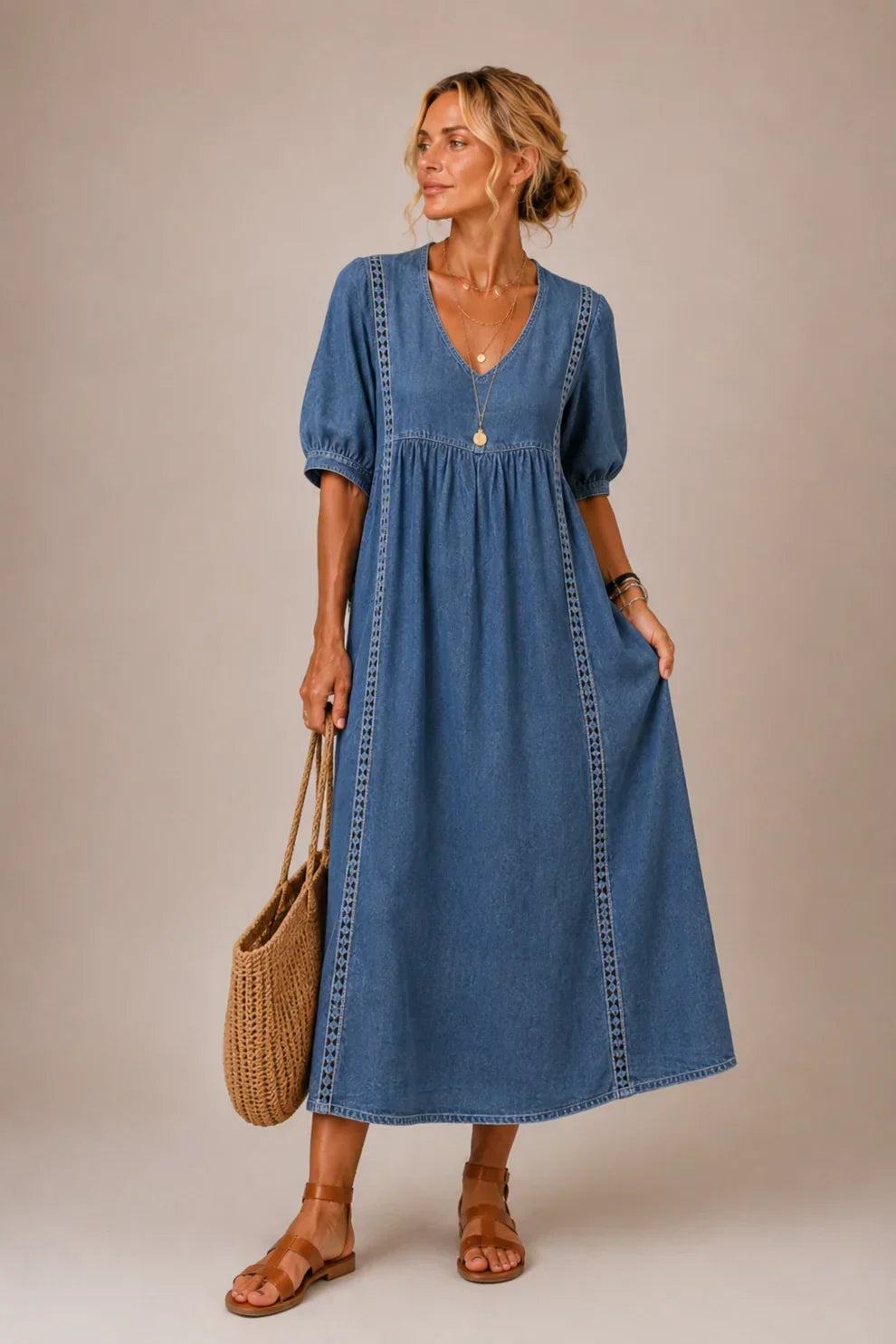 Linnea | Lace-Trim Maxi Dress