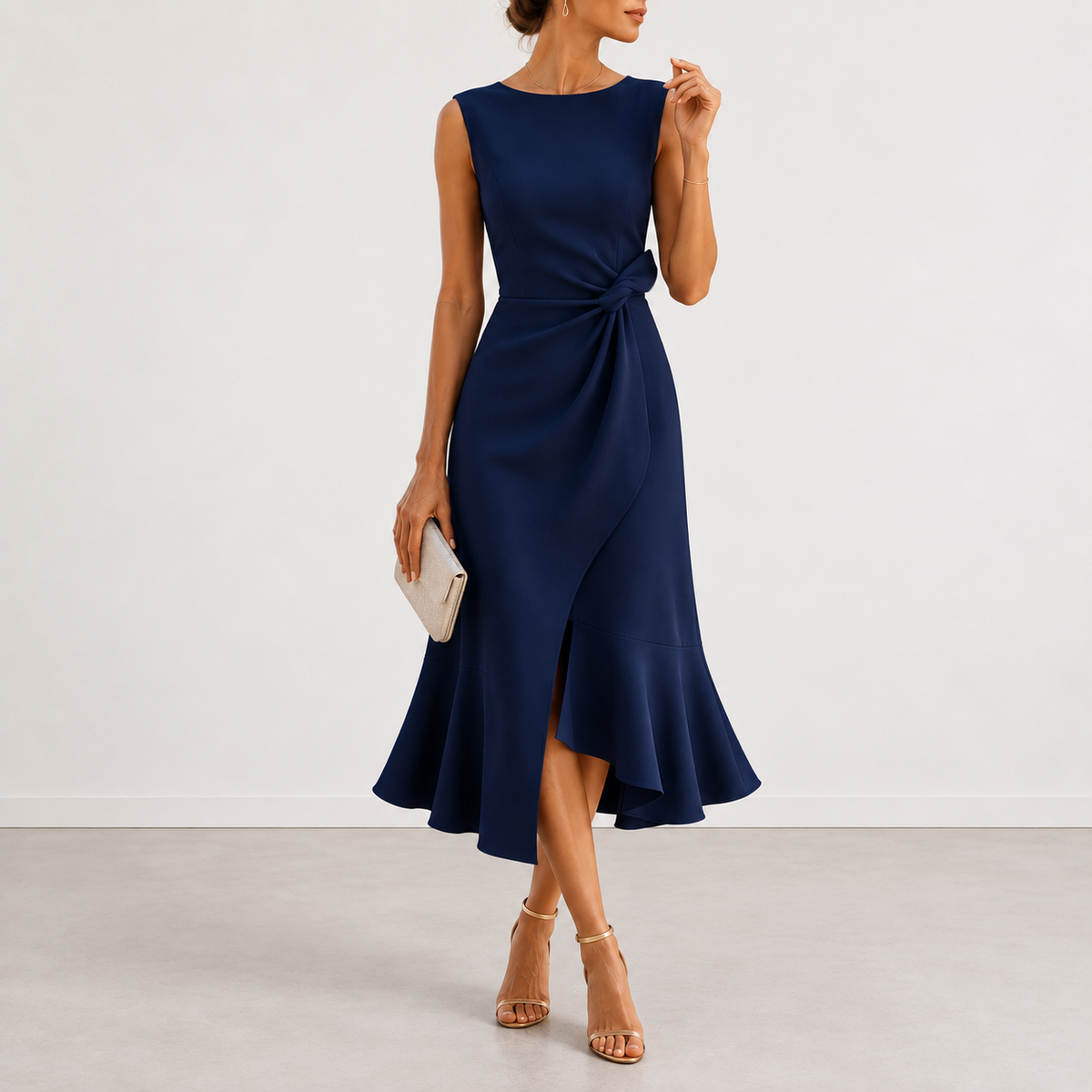 EVELYN | DRAPED MIDI DRESS FOR WOMEN