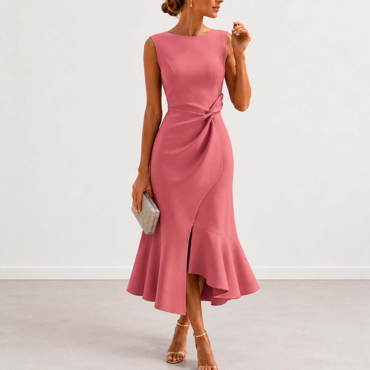 EVELYN | DRAPED MIDI DRESS FOR WOMEN