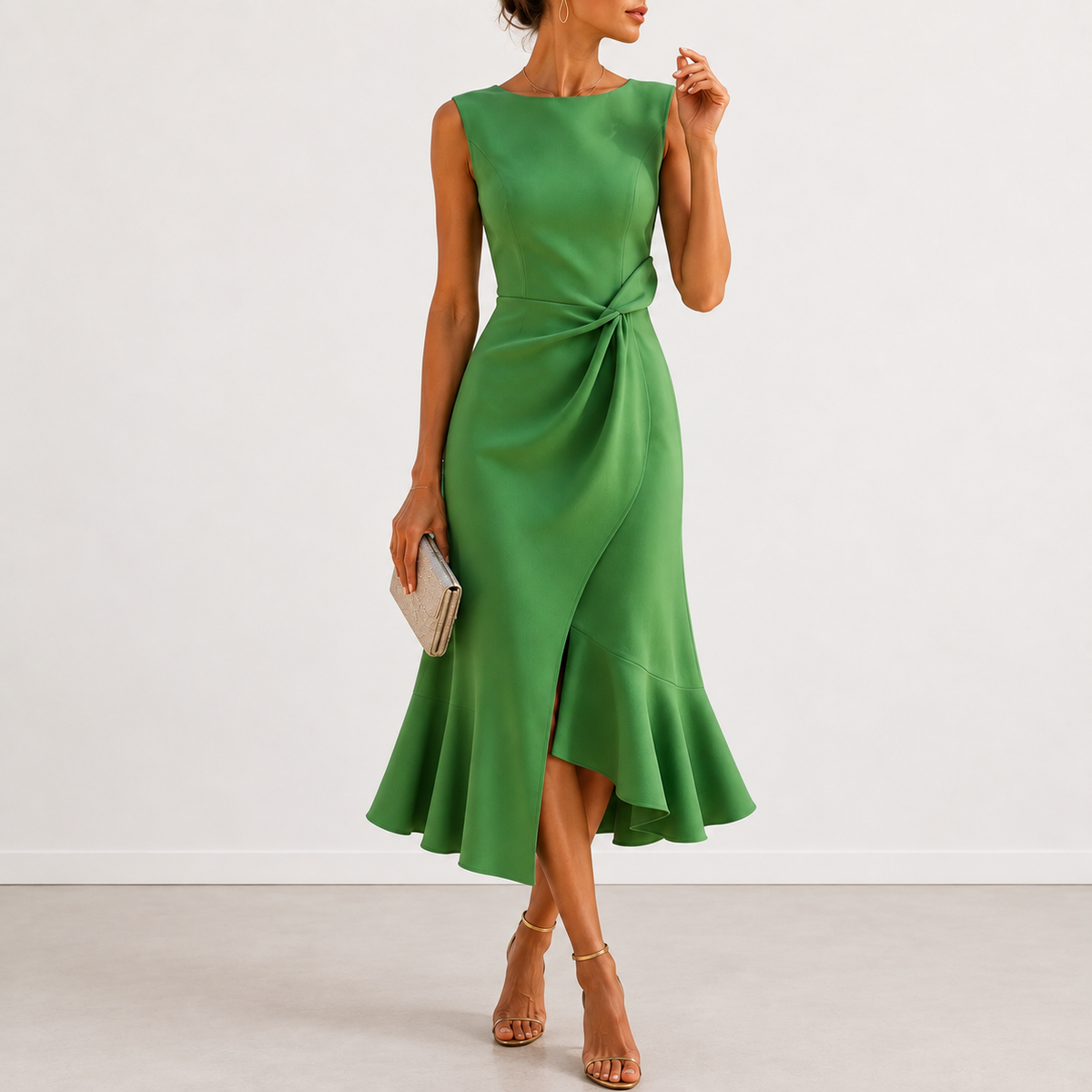 EVELYN | DRAPED MIDI DRESS FOR WOMEN