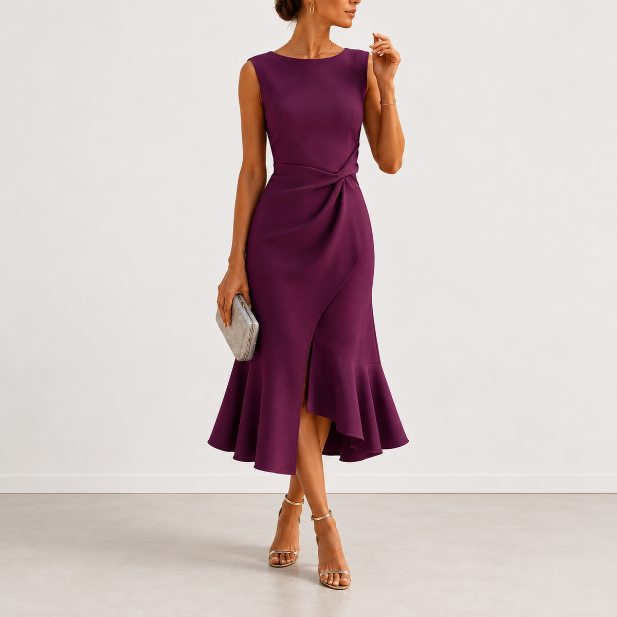 EVELYN | DRAPED MIDI DRESS FOR WOMEN