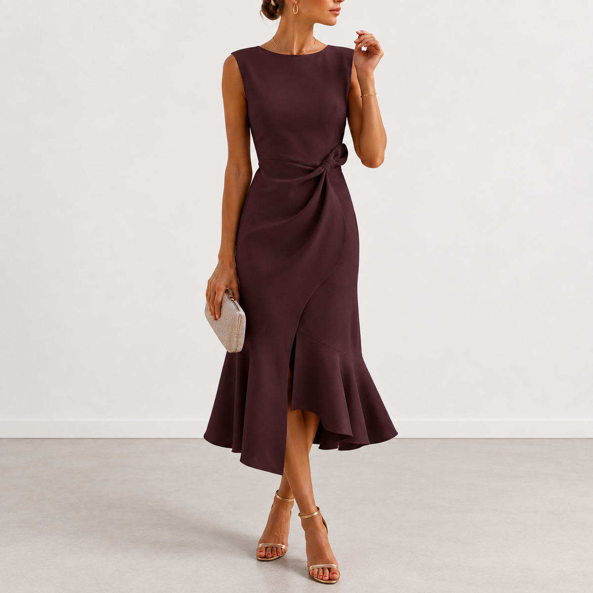 EVELYN | DRAPED MIDI DRESS FOR WOMEN