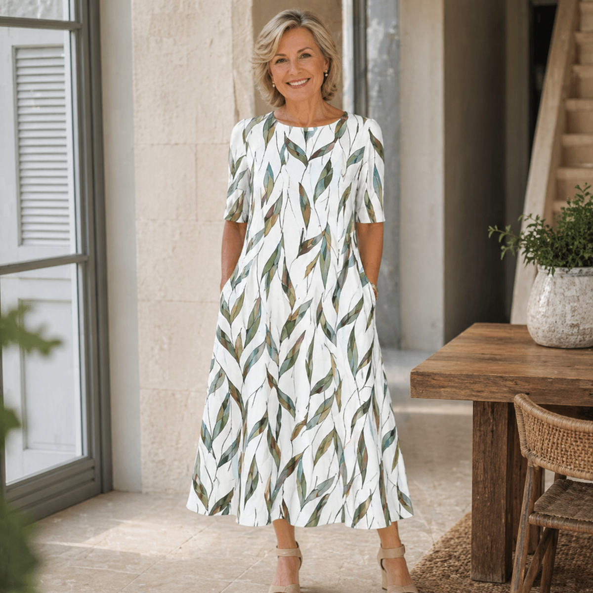 Marguerite | Floral Midi Dress with Pockets