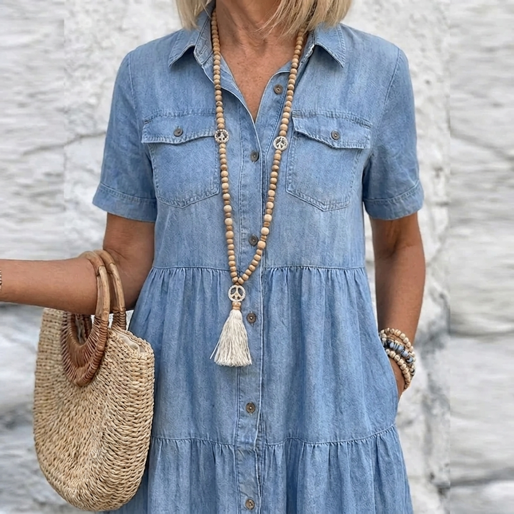 Odelia | Relaxed Tiered Button-Front Midi Dress